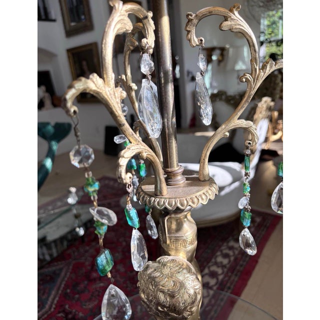 Vintage Hollywood Regency Cherub Lamp With Crystal Prisms, 41” For Sale - Image 10 of 10