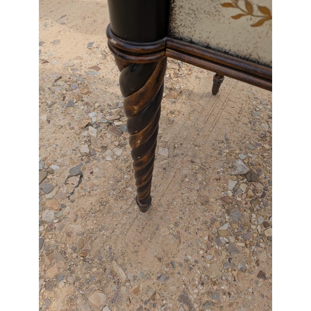 Wood Vintage Églomisé Accent Table Has a Mirrored Top and Spiral Legs Attributed to Lillian August for Drexel Heritage. For Sale - Image 7 of 10