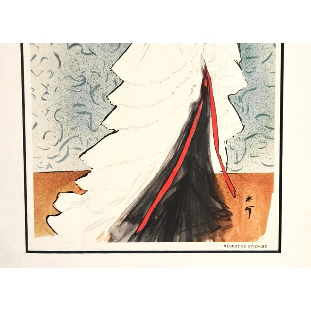 Mid-Century Modern 1953 Mid-Century French Fashion Print-Givenchy, by Rene Gruau,matted For Sale - Image 3 of 4