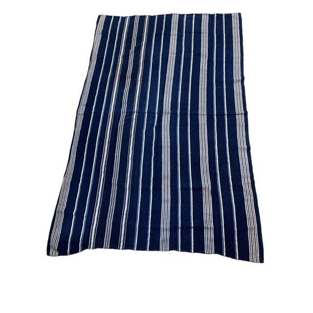 1980s Vintage African Indigo Bondoukou Cloth Textile I Coast 64" H For Sale - Image 5 of 7