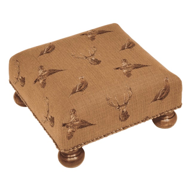 Highland Earth Tapestry Footstool For Sale