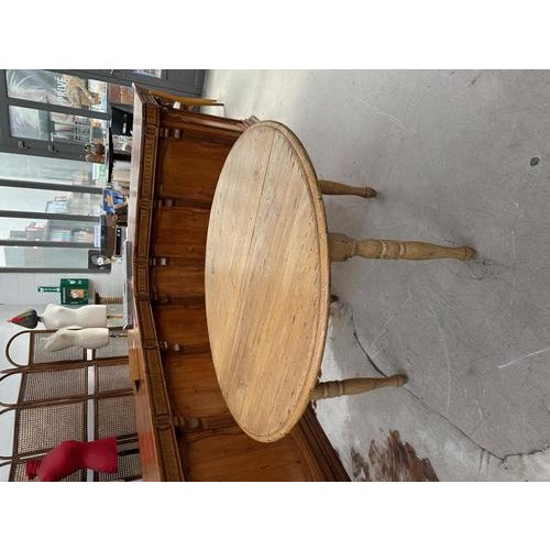 Round Solid Oak Table with Two Extensions For Sale - Image 3 of 12