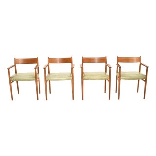 Vintage Danish Teak and Leather Dining Chairs by Arne Vodder from Sibast, 1960s, Set of 4 For Sale