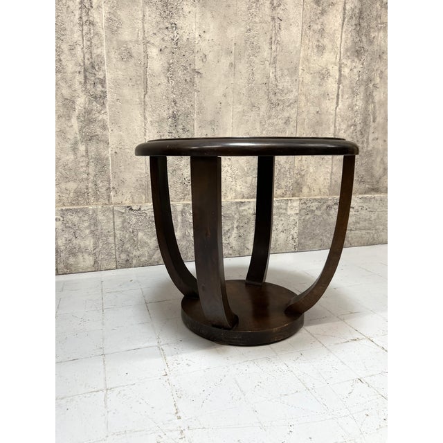 Dimensions: 68cm diameter x 60cm high. An extraordinarily beautiful art deco style side table. The simple styling of the...