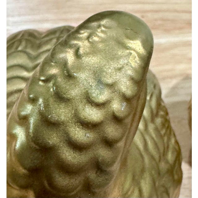 Vintage Japanese Kutani Gold Ceramic Quail Figurine Mid Century Japan MCM, Set of 2 For Sale - Image 10 of 11