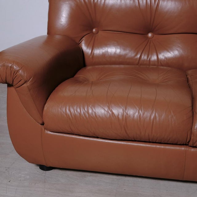 Italian Three-Seater Leather Sofa, 1970s For Sale - Image 9 of 18