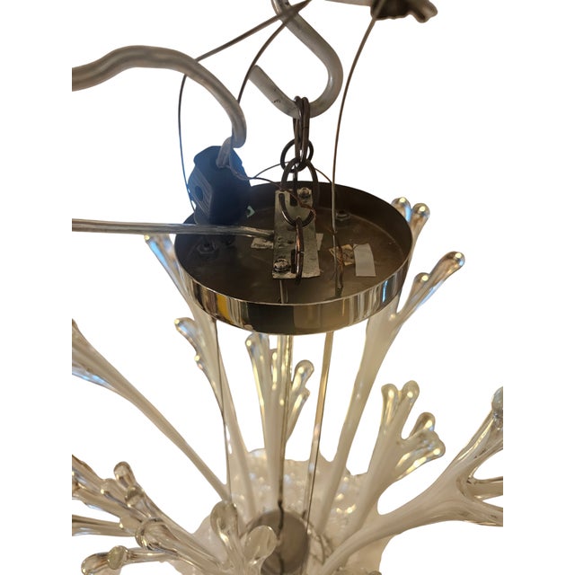 Vintage Hand -Blown Frosted Glass Art Chandlier For Sale - Image 12 of 12