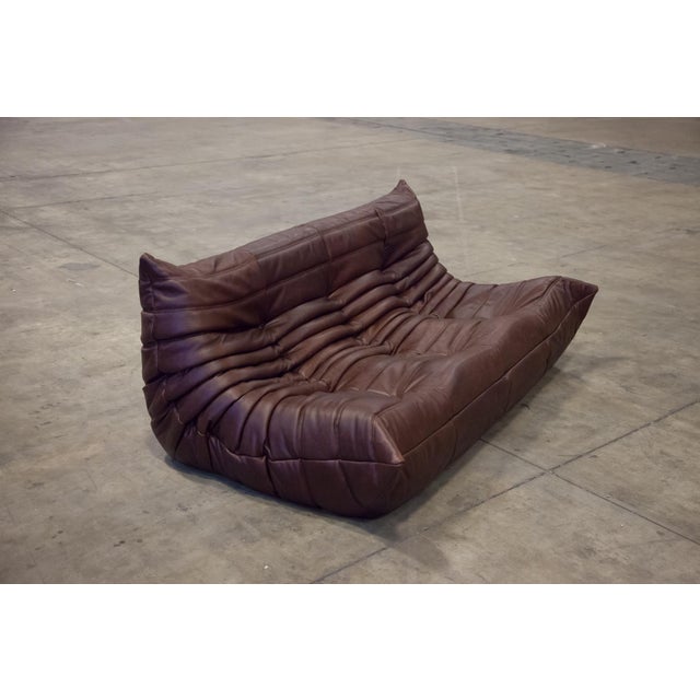 Chocolate Brown Leather Togo Sofa, 1970s, Set of 5 For Sale - Image 6 of 12