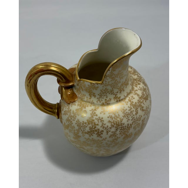 Antique Royal Worcester Victorian Porcelain Gilt Floral Jug, Shape For Sale - Image 11 of 12