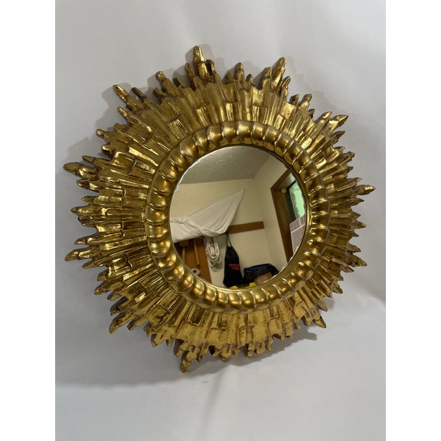 Large Vintage 1960s Florentine Style Sunburst Mirror, Made in Italy For Sale - Image 12 of 18