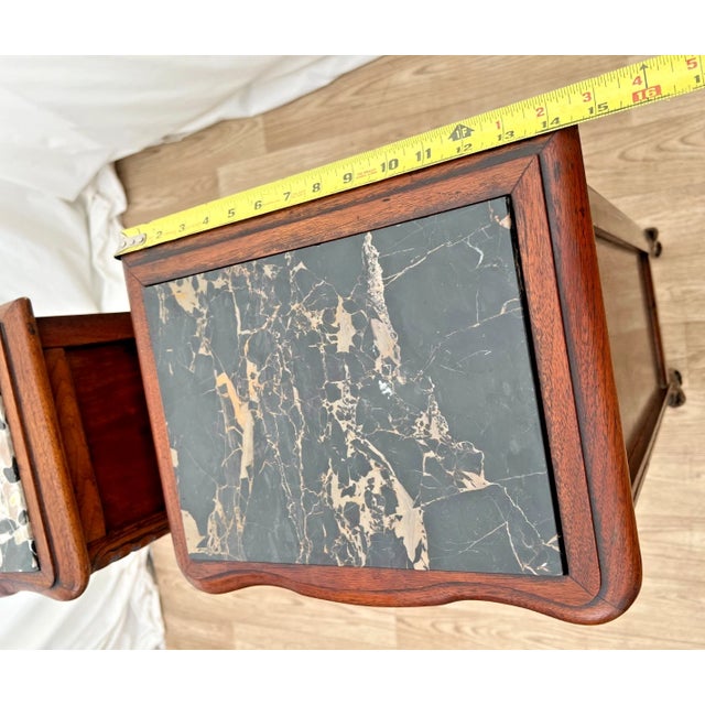 Antique Pair of French Nightstands Bedside Tables Five Hand Carved Drawers For Sale - Image 12 of 13