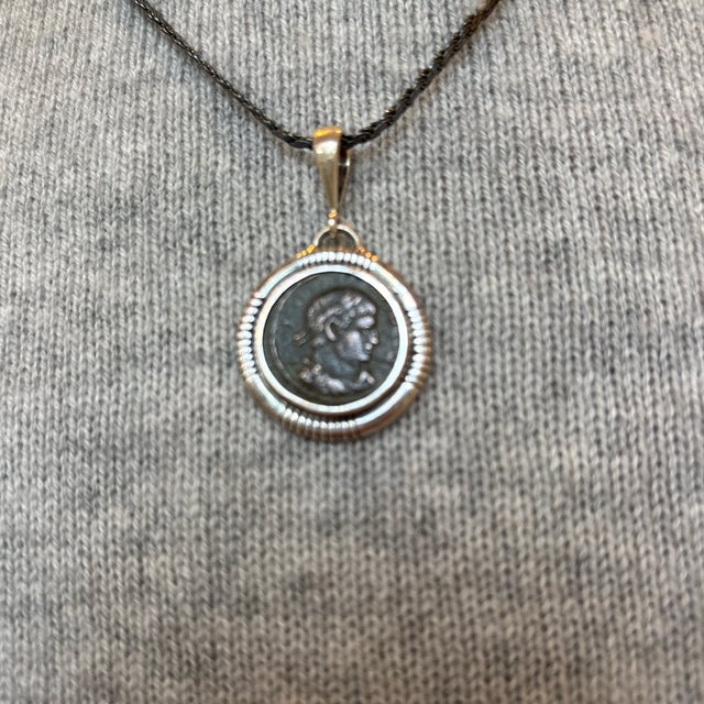 Antique Pendant of Emporer Crispus in Sterling Silver Setting For Sale - Image 4 of 11