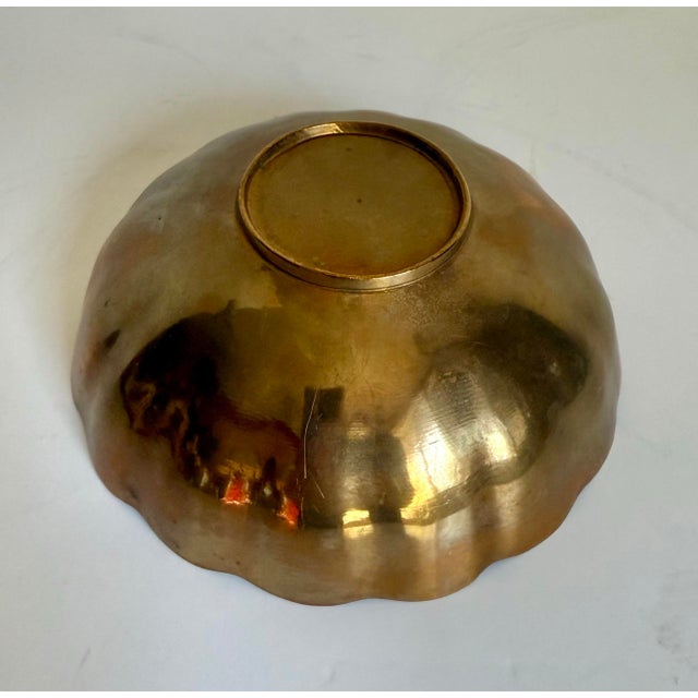 Brass Mid-20th Century Scalloped Brass Finger Bowl For Sale - Image 8 of 9