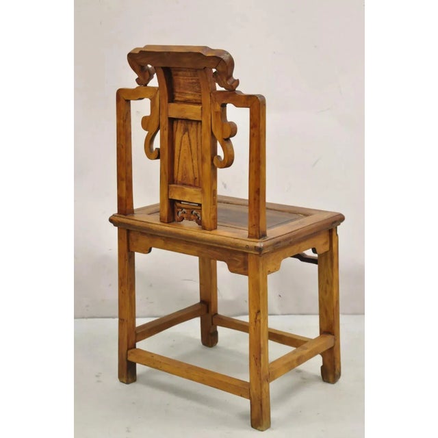 Vintage Carved Teak Wood Japanese Imperial Meiji Style Side Chair For Sale - Image 9 of 12