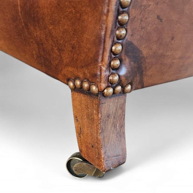 English Sheep Leather Club Chair For Sale - Image 5 of 8