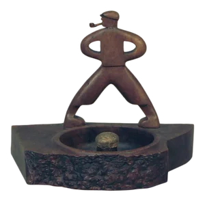 Art Deco Vintage Macho Golfer and Pipe Tamp, Carved Exotic Hardwood