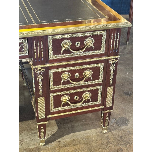 Louis XVI Style Mahogany and Gilt Bronze Bureau Plat For Sale In Dallas - Image 6 of 11