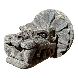 Carved Wood Sculpture of Quetzalcoatl the Aztec God Known as the Feathered Serpent