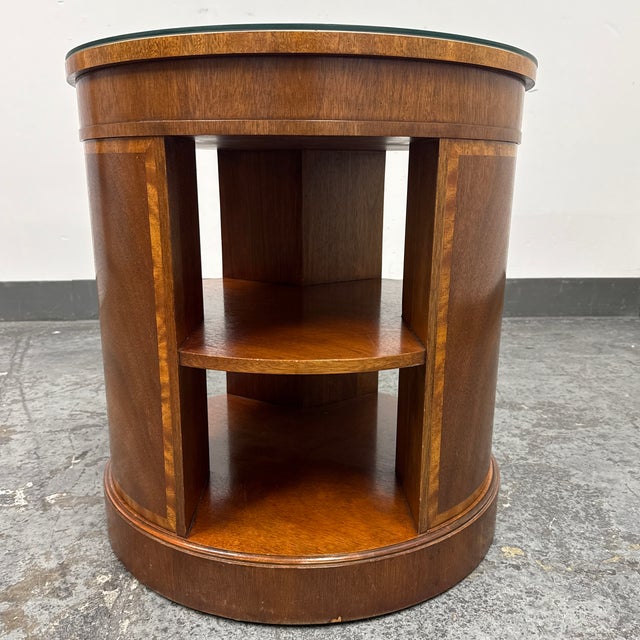Baker Furniture Company Baker Furniture Empire Georgian Style Flame Mahogany Drum Side Table, Vintage For Sale - Image 4 of 12