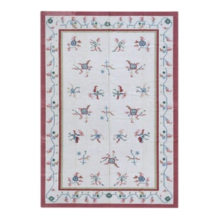 Handmade Indian Dhurrie | Pastel Flatweave Kilim | 12x18 For Sale