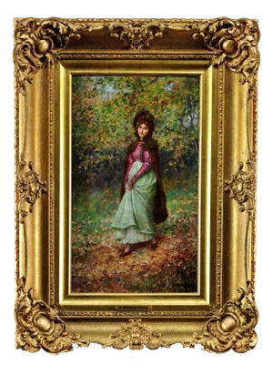 William Breakspeare, A Rendezvous in the Park in Autumn, Oil Painting