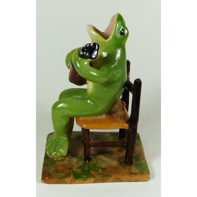 Jerome Massier Majolica Frog Sitting on a Chair Jerome Massier, circa 1910 For Sale - Image 4 of 9
