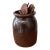 Antique Brown Glazed Stoneware Crock W/Carved Wooden Utensils France For Sale