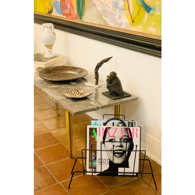 Vintage Atomic Ranch Mid-Century Modern Black Wire Magazine or Record Stand For Sale In San Antonio - Image 6 of 10