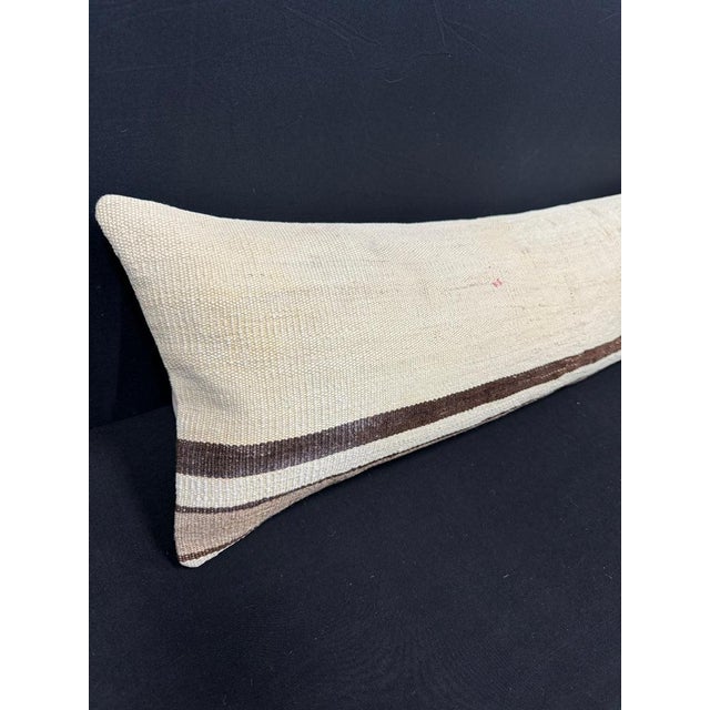 Turkish Hemp Pillow Cushion Natural Beige Brown Cushion Cover 12"x46" #30291 Enhance your home decor with our Kilim Pillow...