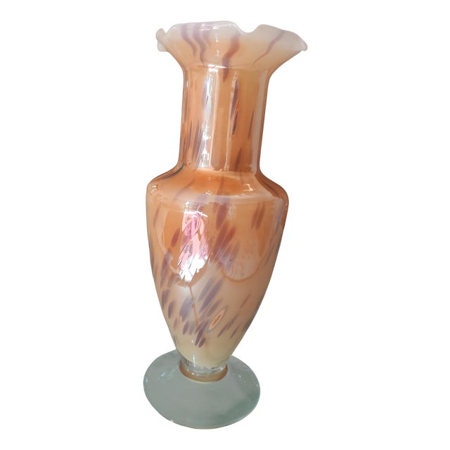 Large Murano Glass Vase with Leopard-Effect Murrine, 1950s For Sale