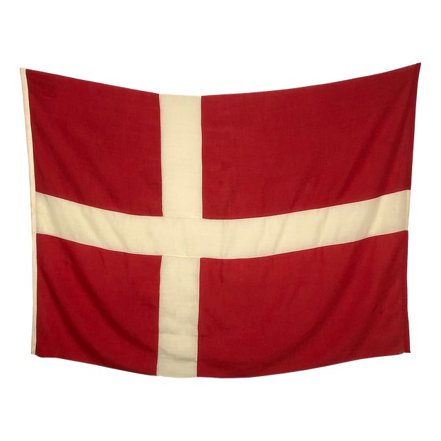 Large Vintage Wool Nautical Flag of Denmark For Sale