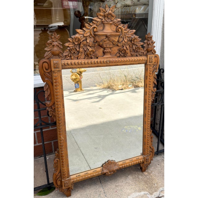 French Provincial Louis XV Style French Provincial Light Fruitwood Mirror - Italy For Sale - Image 3 of 6