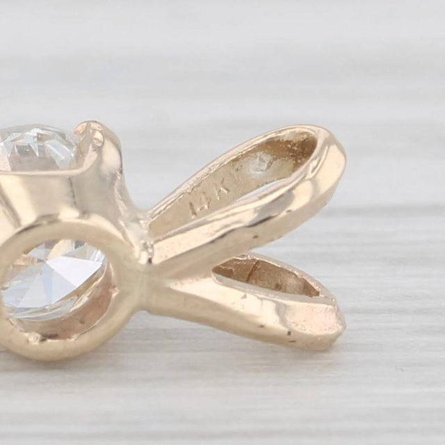 0.42ct Round Diamond Solitaire Pendant 14k Yellow Gold Small Drop For Sale - Image 4 of 5