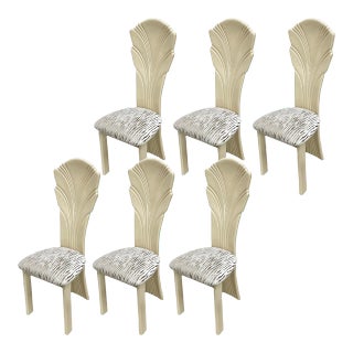 Italian Cream Lacquered High-Back Dining Chairs (Set of 6) – In the Style of Pietro Costantini For Sale
