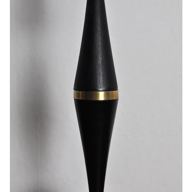 Art Deco Brass and Black Painted Wood Table Lamp, 1930s For Sale - Image 6 of 9