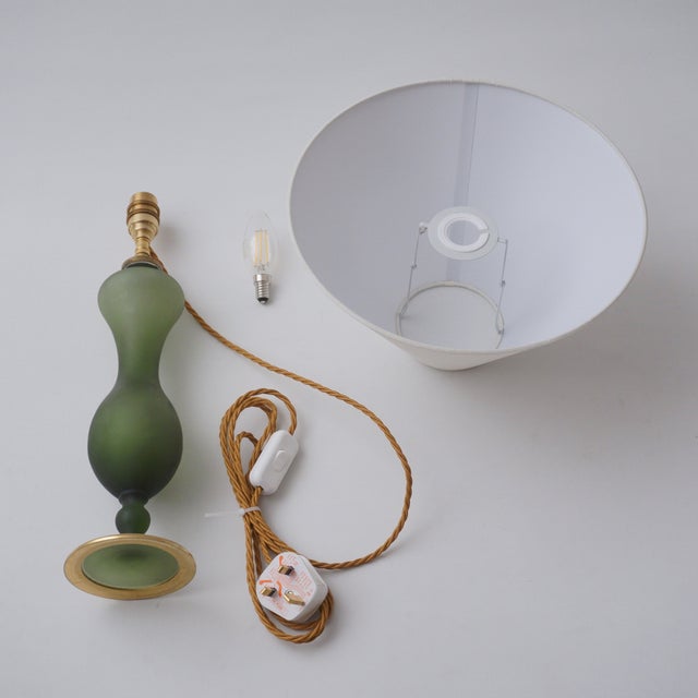 1890's French Art Nouveau Baccarat Style Satin Glass & Ormolu Antique Table Lamp - Rewired For Sale - Image 10 of 14