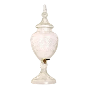 Monumental Antique Cut Crystal Glass Brandy Liquor Bar Dispenser Decanter 1880