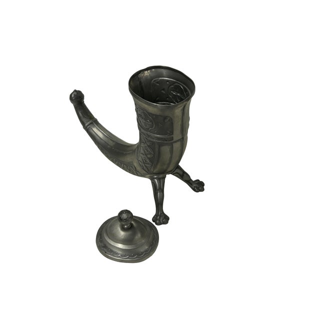1990s Pewter Decorative Cornucopia Shape Artistic Figure Art For Sale - Image 5 of 9