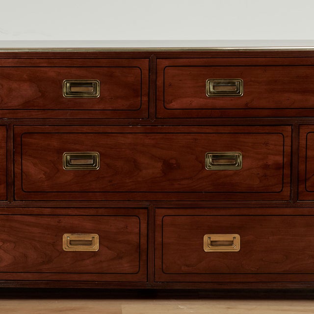 Vintage Campaign Style Chest or Dresser by Baker For Sale - Image 4 of 17