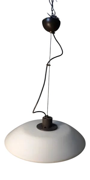 Chandelier Model UFO in Opaline Glass by Roberto Pamio for Leucos, 1960s