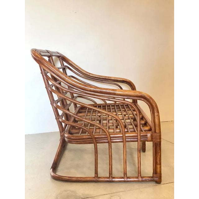 Bamboo Sofa with Leather Bindings, 1970s For Sale - Image 6 of 12