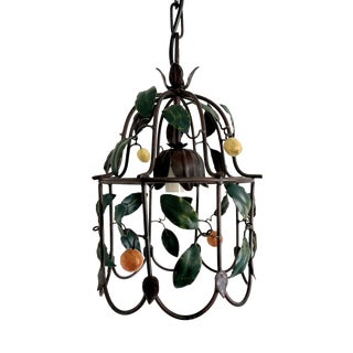 French Citrus Fruit Tole Cage Chandelier by J.P. Ryckaert, 1990s For Sale