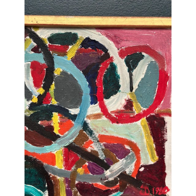 Mid-Century Modern Abstract Composition, 1960, Oil Painting on Canvas, Framed For Sale - Image 3 of 12