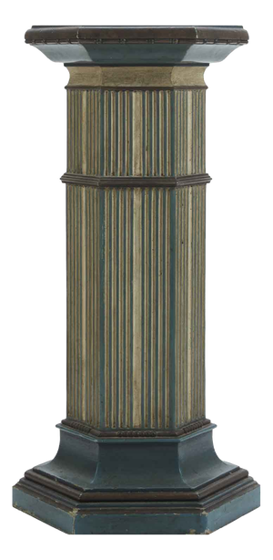 Hexagonal Ivory and Turquoise Wooden Column, 1940s