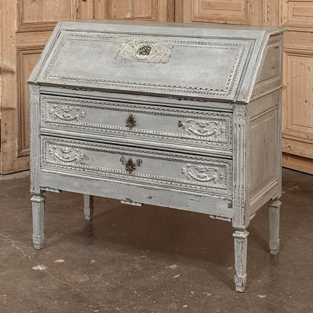 French Country 19th Century Country French Louis XVI Painted Secretaire For Sale - Image 3 of 16