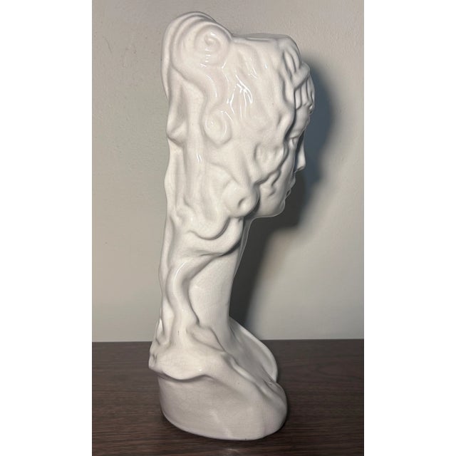 Mid 20th Century Vintage Mid 20th Century American Mid Century Modern Ceramic Crackle Glazed Diana Bust Sculpture For Sale - Image 5 of 6