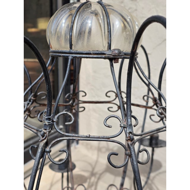 Iron and Glass Garden Chandelier For Sale - Image 10 of 13