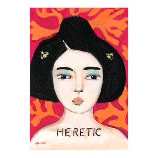 Maya, Heretic Beekeeper, Art Deco Style Oil Portrait by Alexandra Swistak For Sale