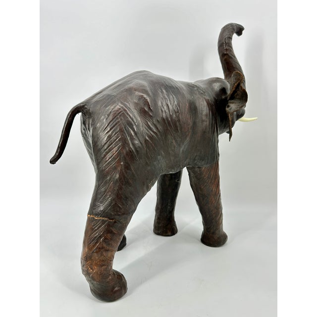 Animal Skin Leather Elephant With Glass Eyes For Sale - Image 7 of 10