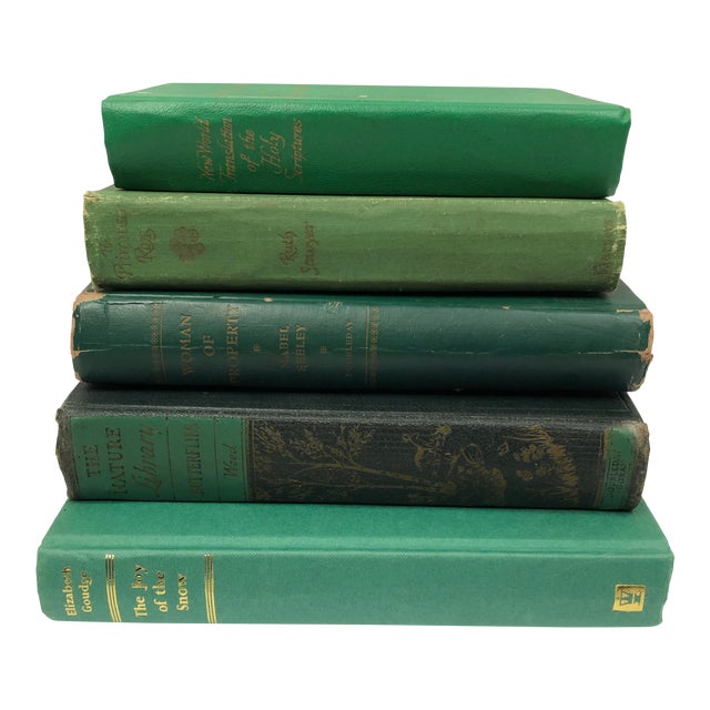 Vintage Green Book Stack Set of 5 Chairish
